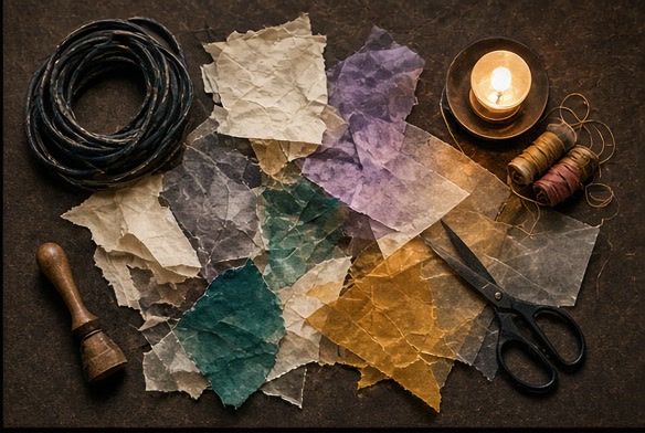 Portable creative materials arranged as an invitation to begin